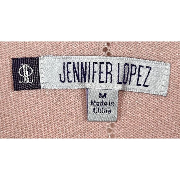 Jennifer Lopez Pink Sparkly 3/4 Sleeve Top Size Medium - Picture 3 of 4